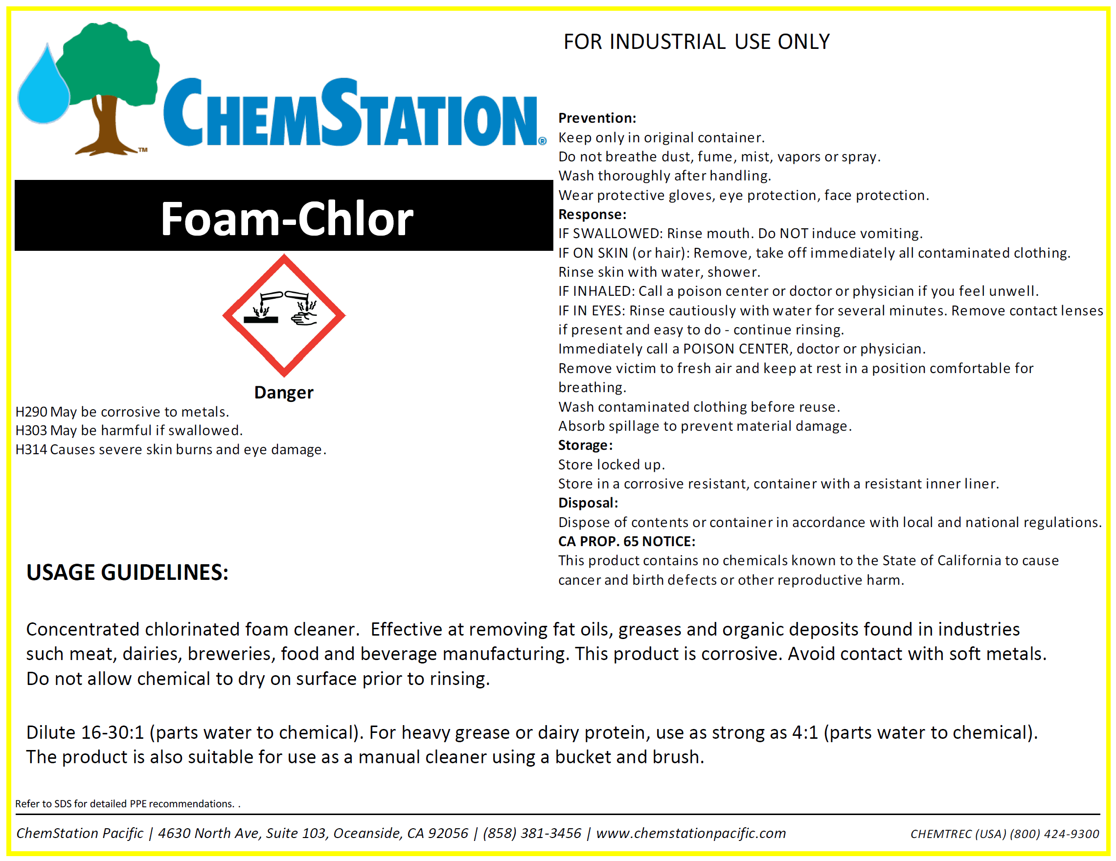 FOAM KLOR Chlorinated Foaming Cleaner - Brew City Solutions