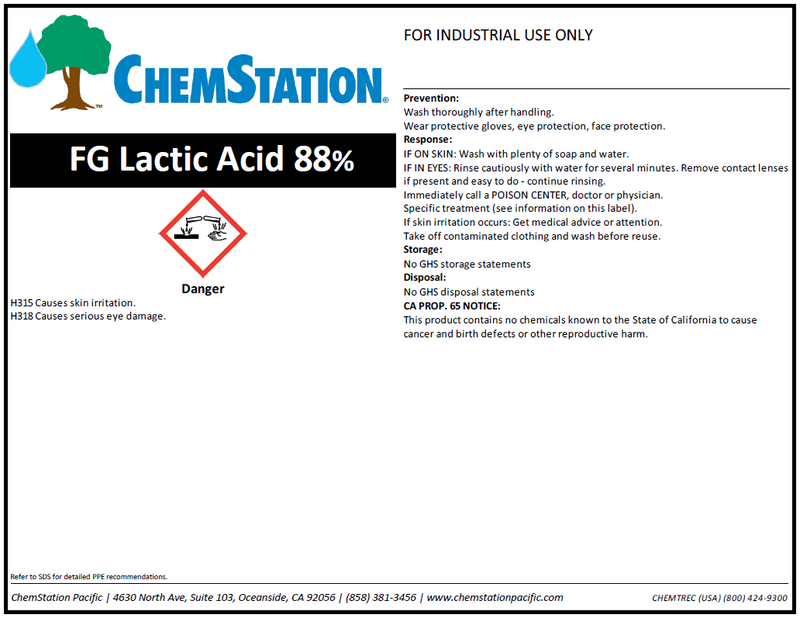 Food Grade Lactic Acid 88%