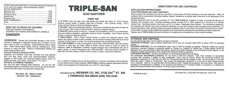 Tri San Acid Sanitizer